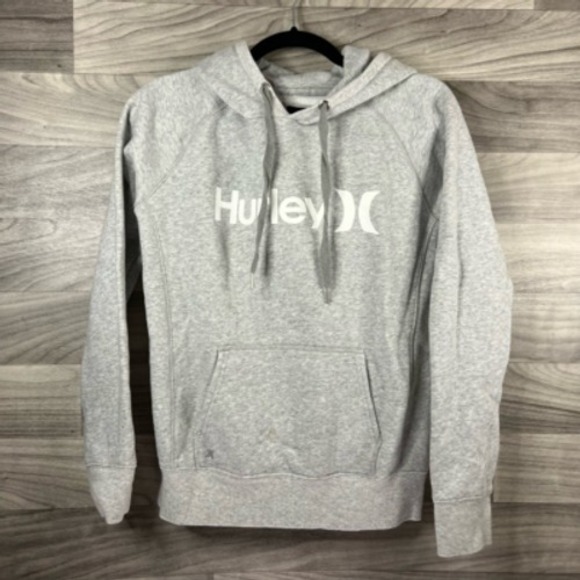 Hurley Womens Teens Youth‎ Hoodie Sweatshirt Gray Heathered Spell Out Pullover S - Picture 6 of 12